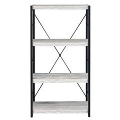 Antique White and Black 3-shelf Bookcase