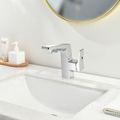 Smart LED Bathroom Faucet Chrome - Temperature Digital Display, Pull Down Sprayer for RV and Home Sinks