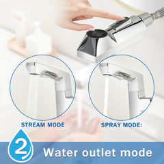 Smart LED Bathroom Faucet Chrome - Temperature Digital Display, Pull Down Sprayer for RV and Home Sinks
