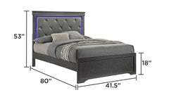 Blaze Upholstered Modern Style Twin Bed Made with LED Headboard & Wood in Metallic Gray (CA INVENTORY)