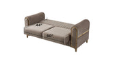 Melody Modern Contemporary Velvet Fabric Upholstered Sleeper Convertible Loveseat made with Wood & Iron in Taupe
