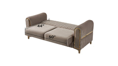Melody Modern Contemporary Velvet Fabric Upholstered Sleeper Convertible Loveseat made with Wood & Iron in Taupe
