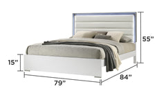 Olivia Contemporary Style 5 Pc King Bedroom Set with LED Headboard Made with Wood in White (NJ Inventory)