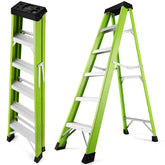 Fiberglass ladder, single side step ladder, for electrical engineering ladder structure insulation ladder,green 5steps