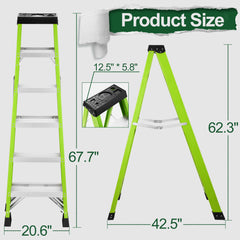 Fiberglass ladder, single side step ladder, for electrical engineering ladder structure insulation ladder,green 5steps