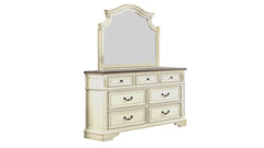 Noble Traditional Style Mirror Made with Wood in Antique Beige