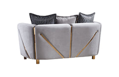 Thick Velvet Fabric Upholstered Loveseat Made With Wood in Gray