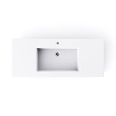 47.2'' Wall-Mount Stone Resin Bathroom Sink Rectangular Vessel Sinks for Bathroom