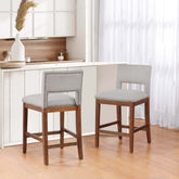 Upholstered Top Bar Stools with Studs and Wooden Legs (1 PC Only)