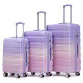20"/24"/28" 3 pcs/set in PC Spinner Wheel Luggage, Carry on Suitcase, With Gradient Color and Combination Lock(Pink+Purple)
