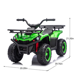 24V 80W*2 Electronic Kids Ride On ATV W/Off-Road Vehicle,Anti-Slip Tires,Crash Bars,Front and rear Storage Racks,Power display,LED Headlights&Bluetooth,High-power System for Kids,Recommend age:3-5