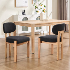 Wooden Dining Chairs Set of 2, Modern Fabric Upholstered Dining Room Chair Kitchen Chairs, Farmhouse Dinner Chair for Kitchen Dining Room