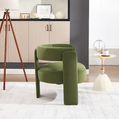 Accent Chair for Living Room, Velvet Comfy Single Sofa Chair Mid-Century Modern Armchair with 1 Pillow and Metal Legs for Bedroom Office Reading