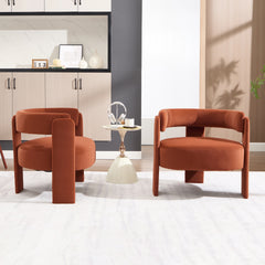 Accent Chair for Living Room, Velvet Comfy Single Sofa Chair Mid-Century Modern Armchair with 1 Pillow and Metal Legs for Bedroom Office Reading