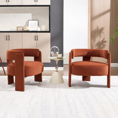 Accent Chair for Living Room, Velvet Comfy Single Sofa Chair Mid-Century Modern Armchair with 1 Pillow and Metal Legs for Bedroom Office Reading