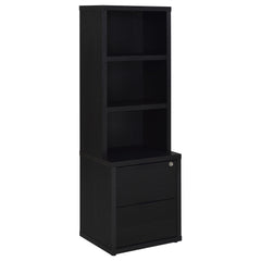 Geary Black 3-piece Wall Unit Bookcase Set with USB