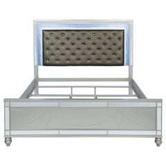 Karmen Metallic Upholstered Tufted Eastern King Panel Bed