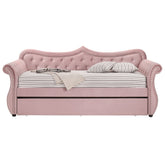 Pink Upholstered Twin Daybed with Trundle