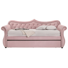Pink Upholstered Twin Daybed with Trundle
