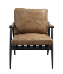 Berham Chestnut and Matt Iron Accent Chair with Metal Leg