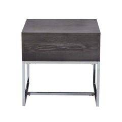 Grey Oak and Chrome Storage End Table