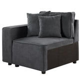 Grey Left Facing Loose Back Accent Chair