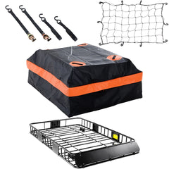 Heavy Duty 64"x 39" Roof Rack, Rooftop Cargo Carrier Basket with Waterproof Bag, Tie Down Strap & Net, Car Top Luggage Holder for SUV, 200lb Capacity, Steel Construction