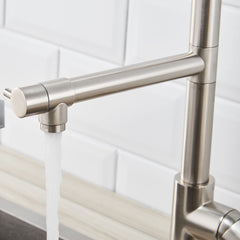 Commercial Kitchen Faucet Pull Down Sprayer Brushed Nickel,Single Handle Kitchen Sink Faucet