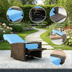 Rattan Chair,Outdoor Swivel Recliner Chair