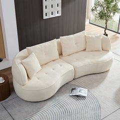 WKS7W White sectional sofa with removable pillows, durable fabric, solid wood frame, 4-person sofa
