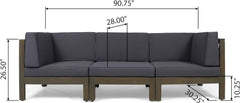 OANA - 3-PIECE SOFA SET, DARK GREY