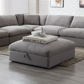 Rivas Contemporary Feather Fill Ottoman, Graphite Gray