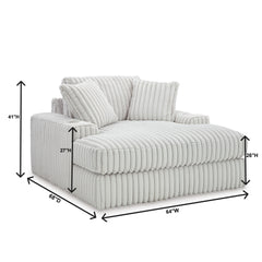 Azulu Upholstered Oversized Chaise, with Cup holders and USB Charging, Alloy White