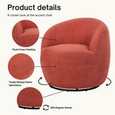 Galleria 360 Swivel Teddy Sherpa Barrel Chair, Coral