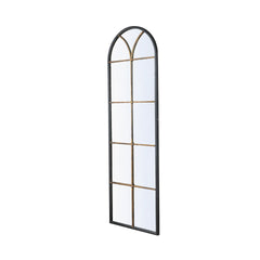 23.5x74.5" Arched Floor Mirror with Black and Gold Windowpane Design