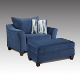 Camero Fabric Pillowback Chair with Ottoman Set