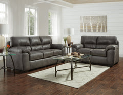 Tirana Contemporary Fabric Pillow-top Arm Loveseat, Sequoia Ash