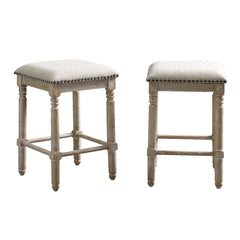 Arnhem Wood Upholstered Counter Height Stool, Set of 2, Tan