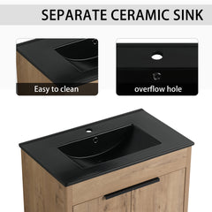 72 Inch Freestanding Bathroom Vanity with Black Ceramic Sink and Storage Cabinets, Soft Closing Door, 02430IMO*2+0312 Combination Cabinet, KD-Package
