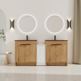 72 Inch Freestanding Bathroom Vanity with Black Ceramic Sink and Storage Cabinets, Soft Closing Door, 02430IMO*2+0312 Combination Cabinet, KD-Package