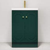 24" Freestanding Bathroom Vanity with White Resin Sink & 2 Soft-Close Cabinet Doors (KD-Packing)
