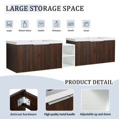 84 Inch Soft Close Doors Bathroom Vanity With Sink, A Small Storage Shelves, 36" and 12" Combination Cabinet,(KD-Packing)