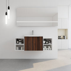 48 Inch Soft Close Doors Bathroom Vanity With Sink, Two Small Storage Shelves, 24" and 12" Combination Cabinet,(KD-Packing)