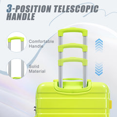 20"/24"/28" 3 pcs/set in PC Spinner Wheel Luggage, Carry on Suitcase, With Gradient Color and Combination Lock(Yellow+Green)
