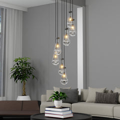 7 Light Dining Room Pendant Light, Large Chandelier Adjustable Hanging Line, Black Living Room Pendant Light, Foyer Chandelier, Stairwell Pendant Lights, Bedroom Chandeliers