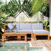 TOPMAX Outdoor Backyard Patio Wood 5-Piece Sectional Sofa Seating Group Set with Cushions, Natural Finish+ Gray Cushions