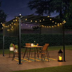 12 x 9 Ft Outdoor Pergola Patio Gazebo,Retractable Shade Canopy,Steel Frame Grape Gazebo,Sun shelter Pergola for Gardens,Terraces,Backyard Same as W419S00033