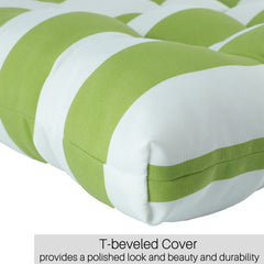 2 Pcs Set High Back Patio Chair Cushions, Tufted Rocking Chair Cushions, Adirondack Cushions for Garden Porch Home Office Chair Use,44'' x 22''x 4'', 2 Pack-Kiwi & White