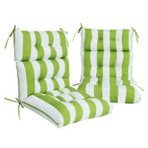 2 Pcs Set High Back Patio Chair Cushions, Tufted Rocking Chair Cushions, Adirondack Cushions for Garden Porch Home Office Chair Use,44'' x 22''x 4'', 2 Pack-Kiwi & White