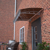 DA4734C Series Door Window Awning Canopy Made of 0.137 Inch Thick Crystal Solid Polycarbonate Sheet and Aluminum Alloy with Valance in size of 47" Wide x 34" Deep for Masonry Concrete Wall